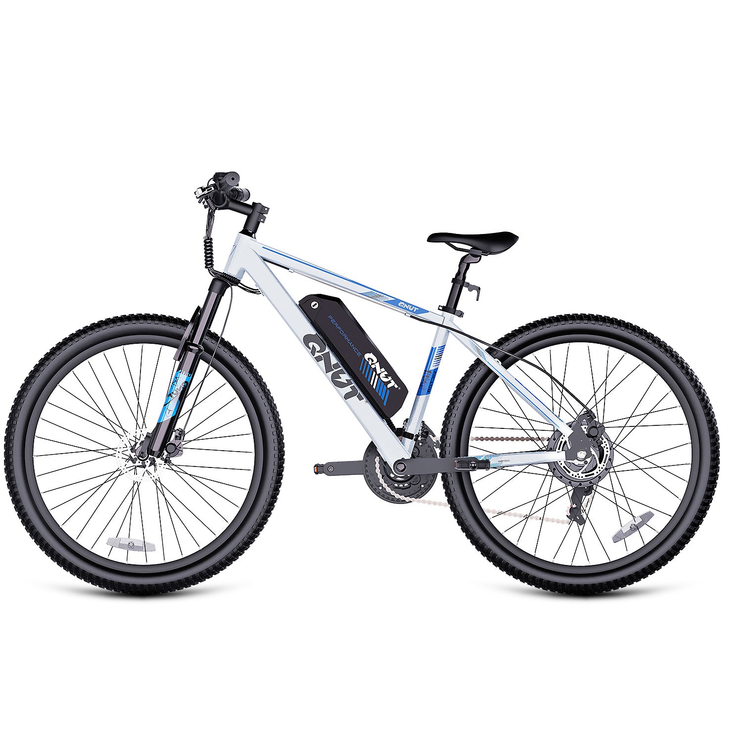 QNUT Victor Electric Mountain Bike in White Left Side View #white